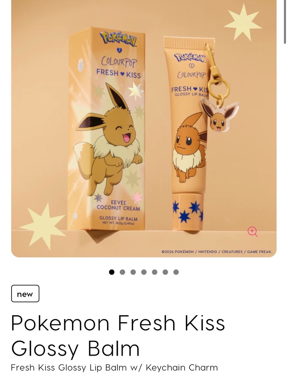 Colourpop Pokemon Fresh Kiss Glossy Lip Balm - Eevee Coconut Cream